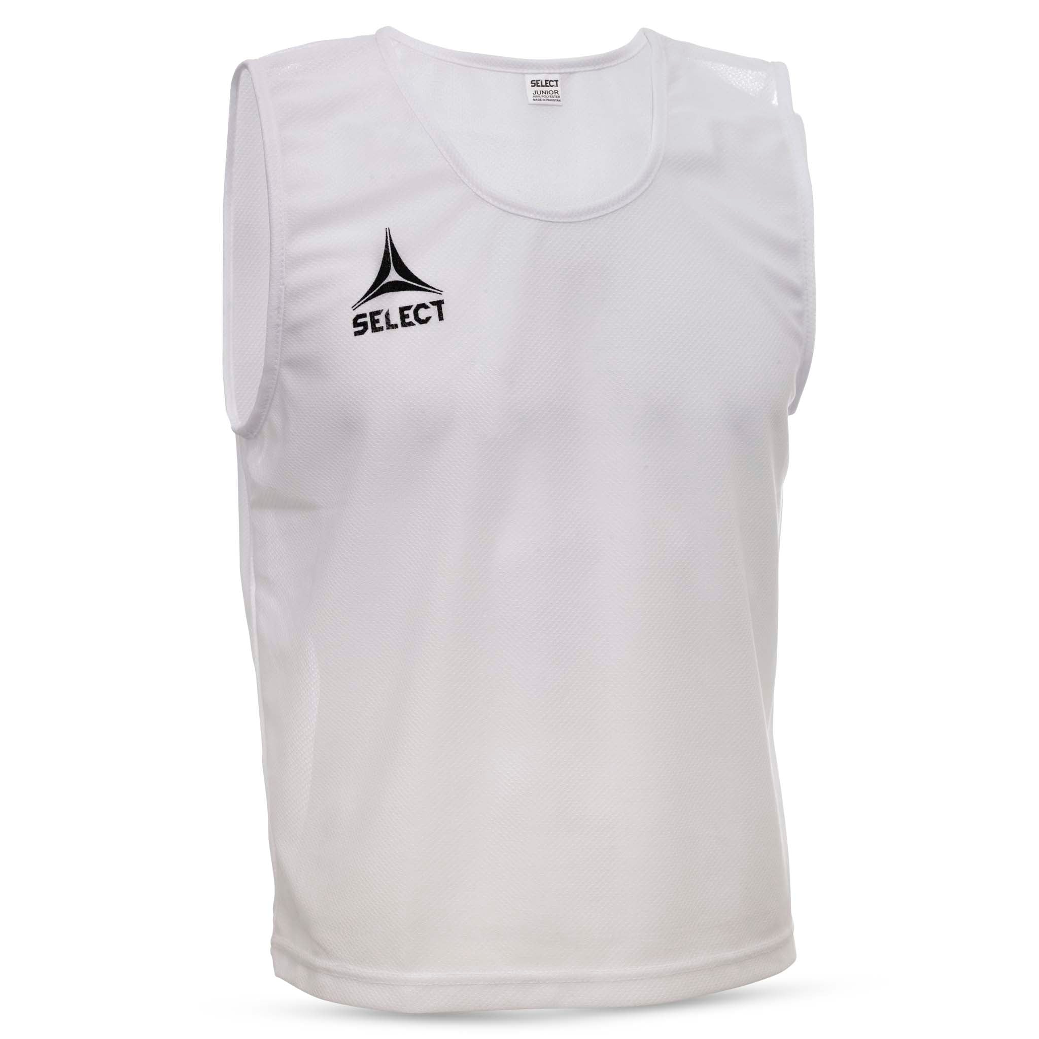 White Bib Basic Select training accessory with black logo, front view