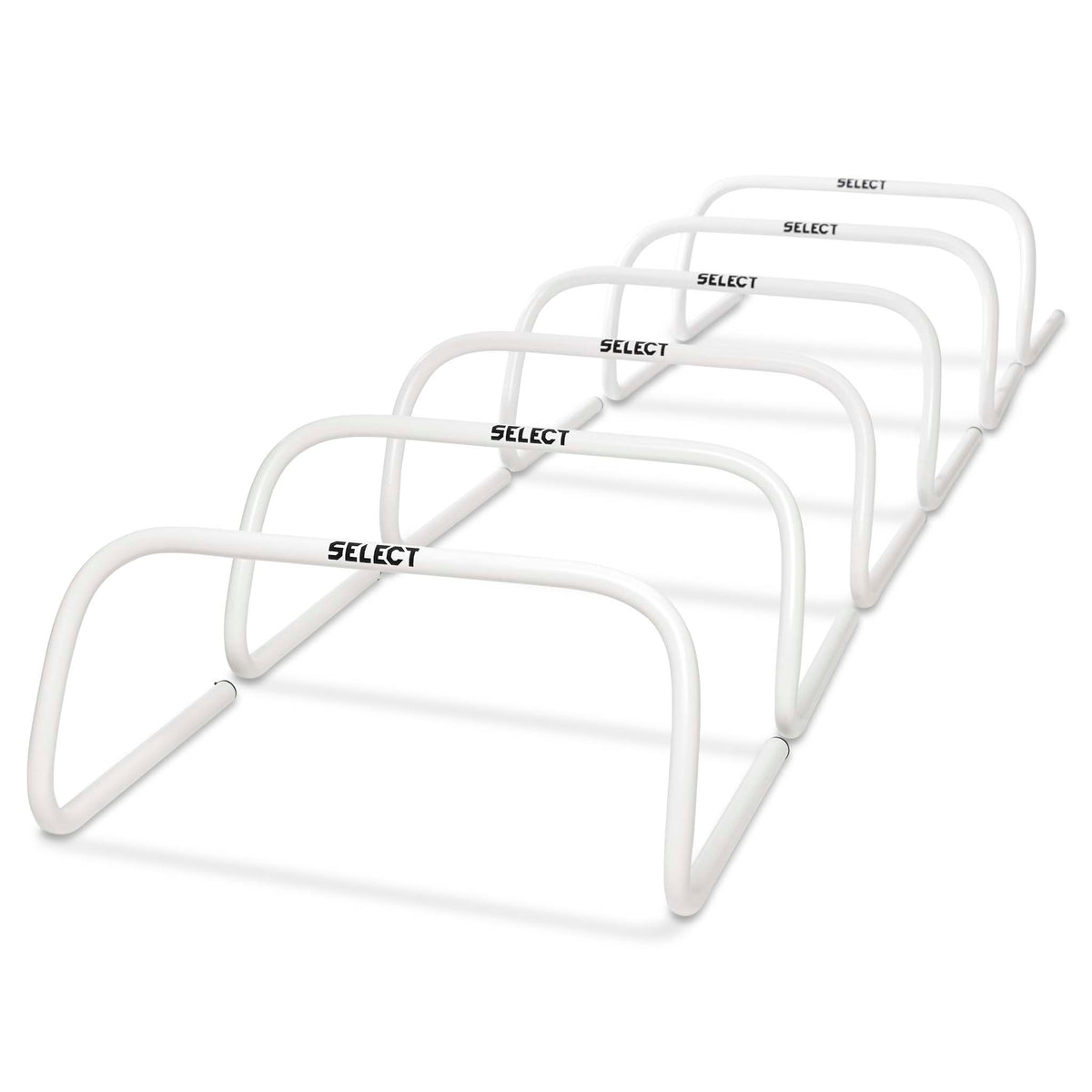Front page view of white Training hurdle training equipment, 6-pack, for football.