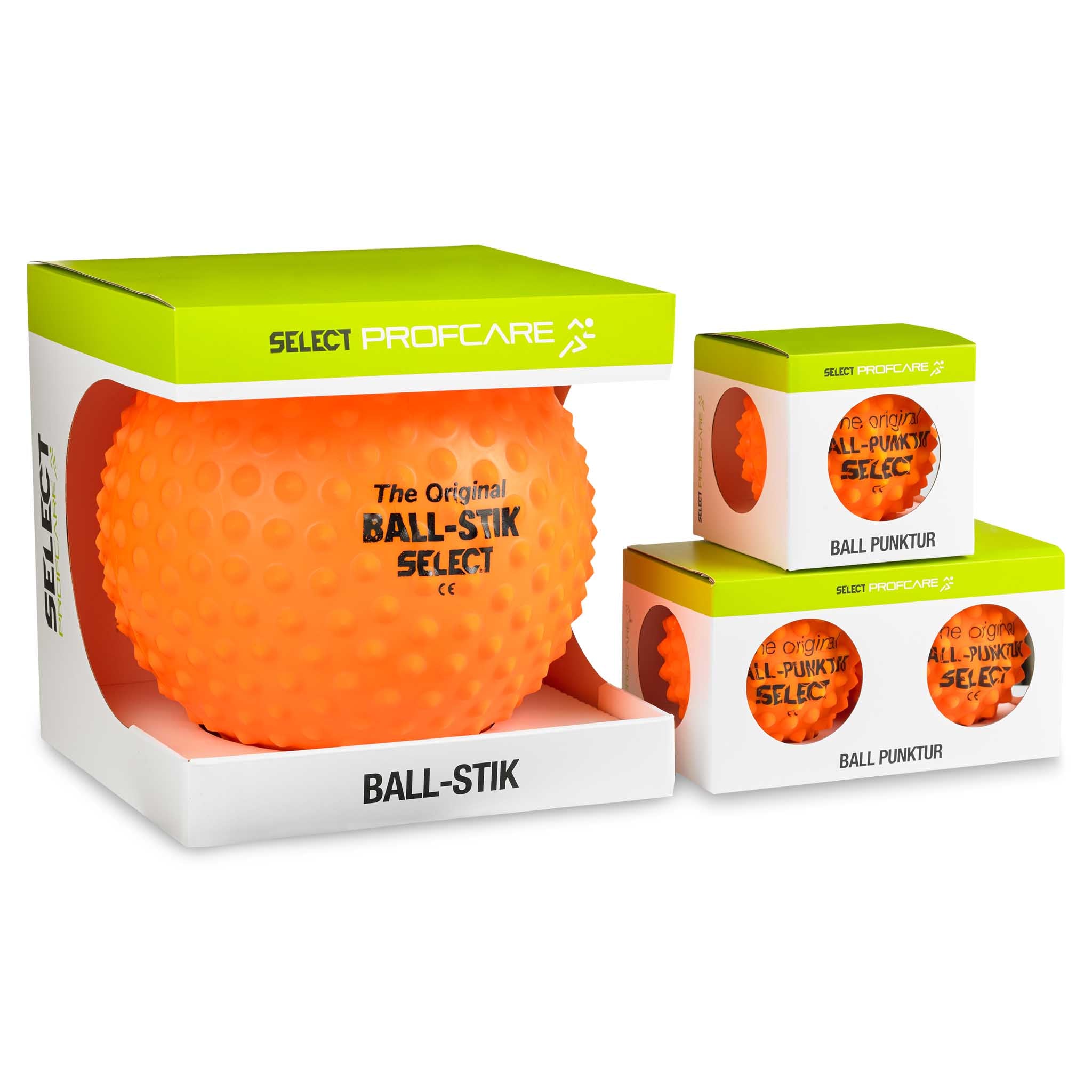 Front page of Select Ball-Punktur 2 pcs, Other balls, orange textured massage balls in green and white packaging.