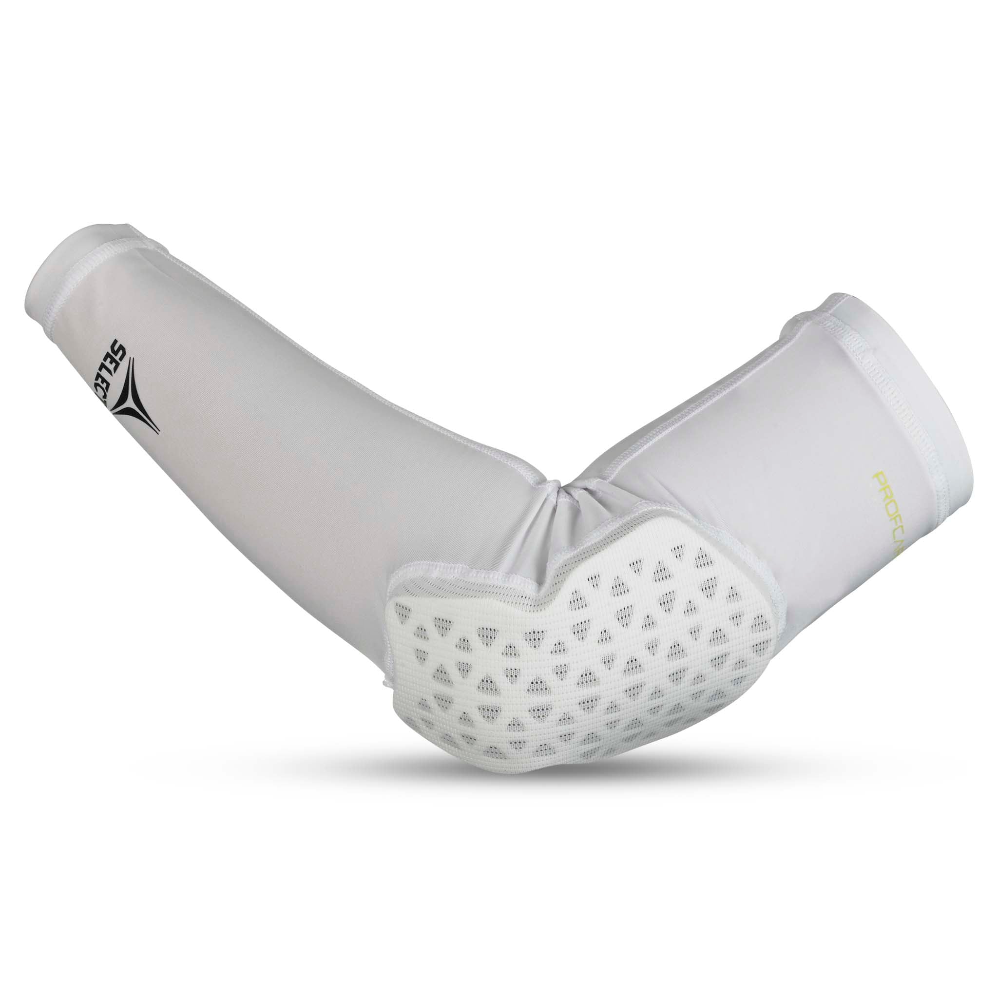 Hvid Compression elbow support long 6652, sportsstøtte med polstret beskyttelse, forside