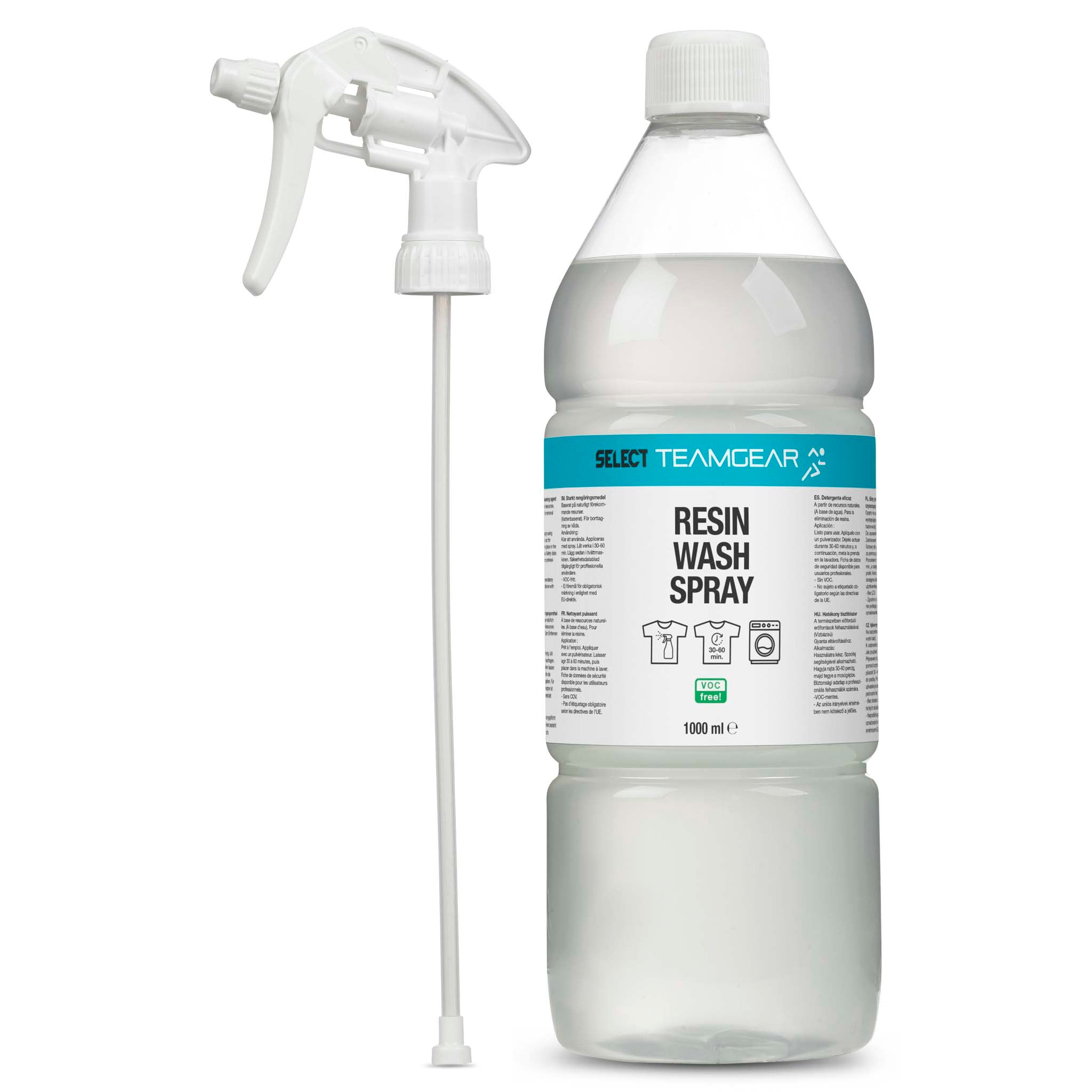 Front page of Resin wash spray v23, a clear bottle with white spray nozzle, from Resin products range.