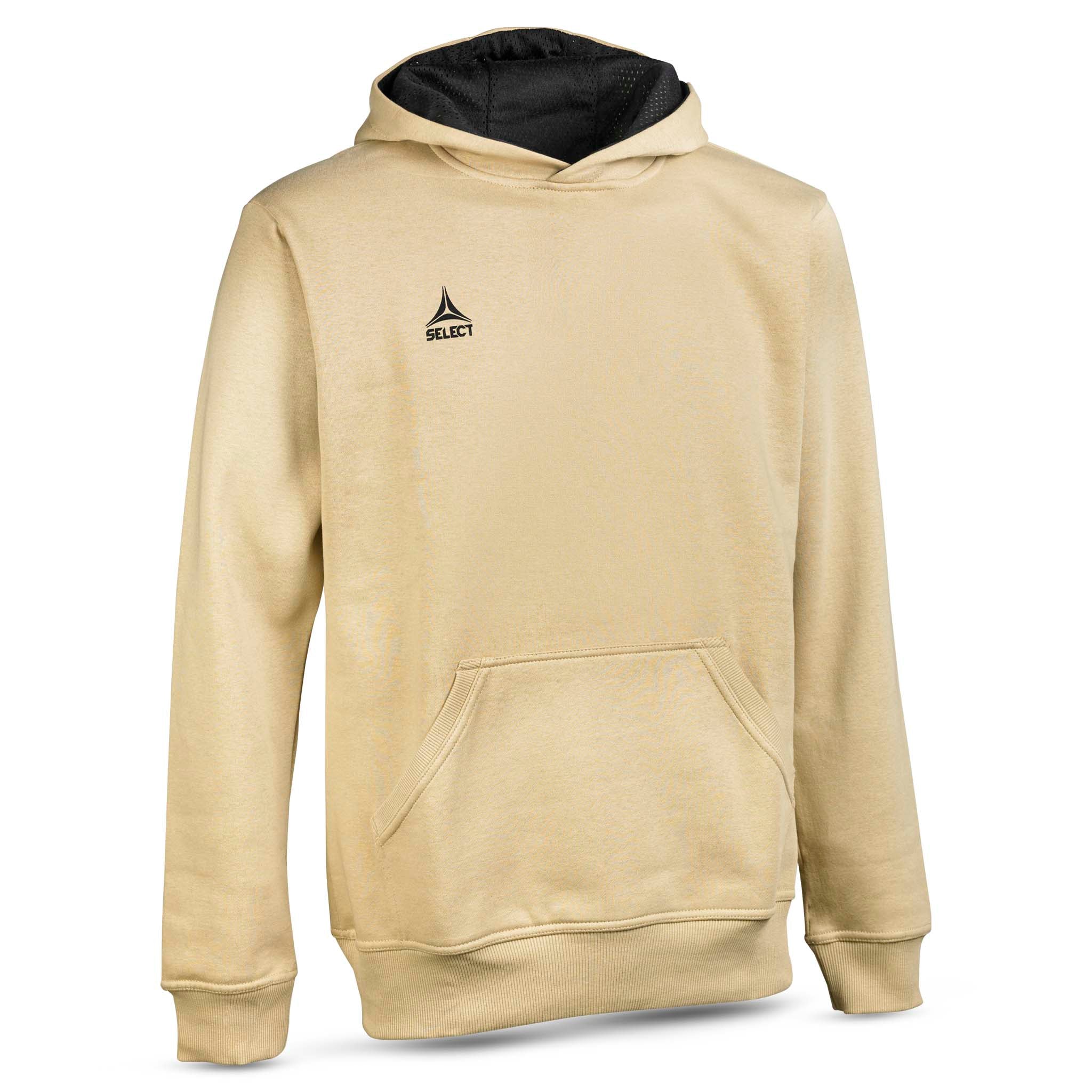 Beige Hoodie Basic Select v24, leisure wear with black hood lining, front view.