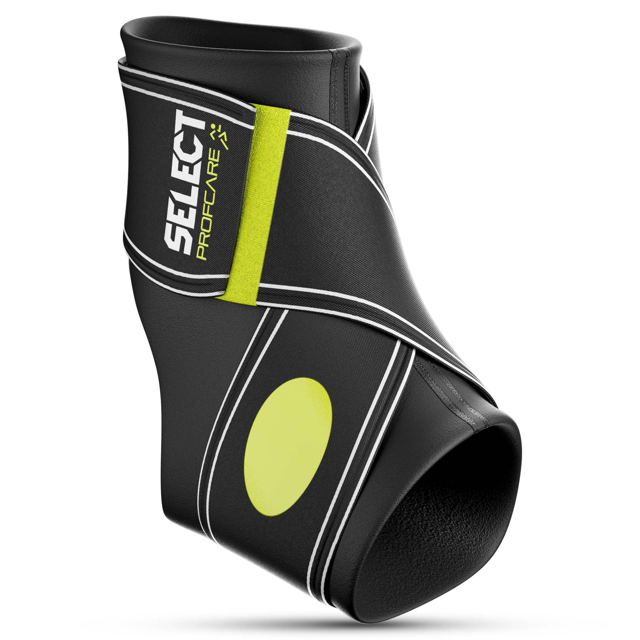 Front page of black Ankle support 2-parts sports support with green accents