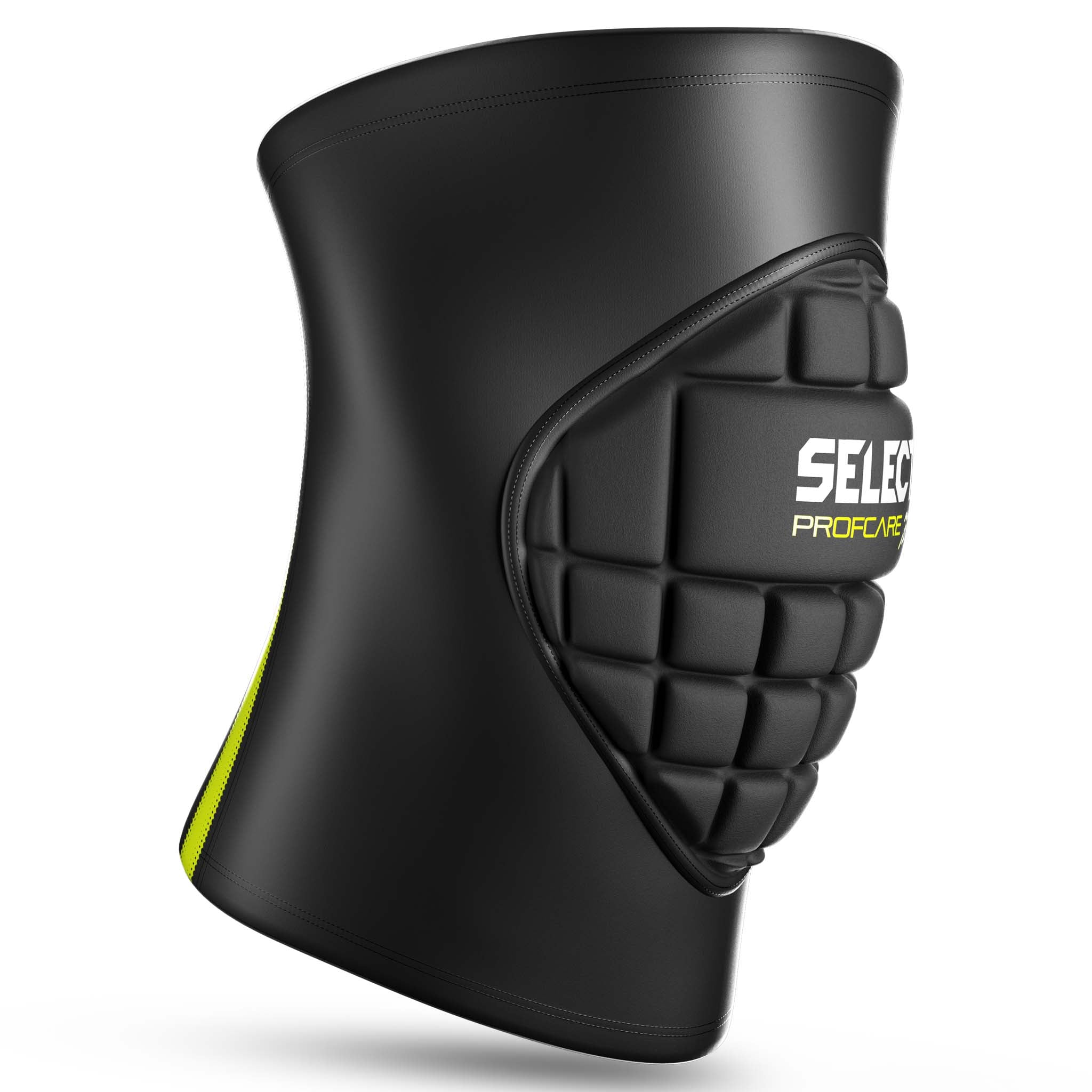 Black Knee support handball youth 6291 with green padding, sports support, front page view