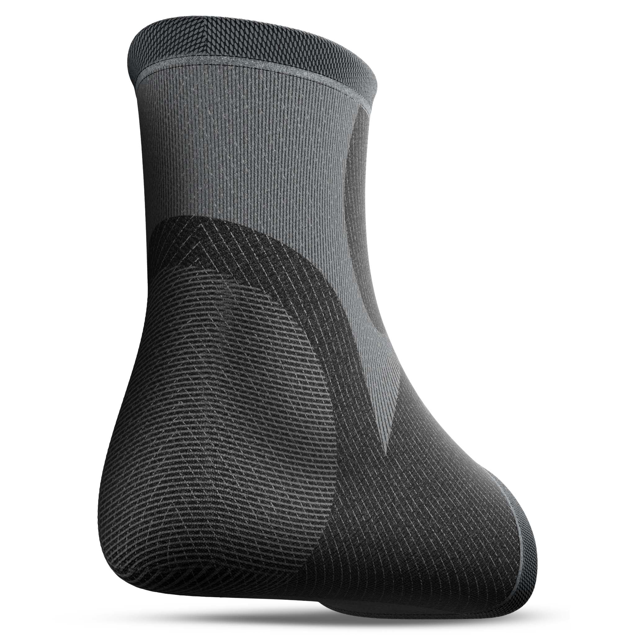 Back view of black and gray Ankle support, a sports support for football.