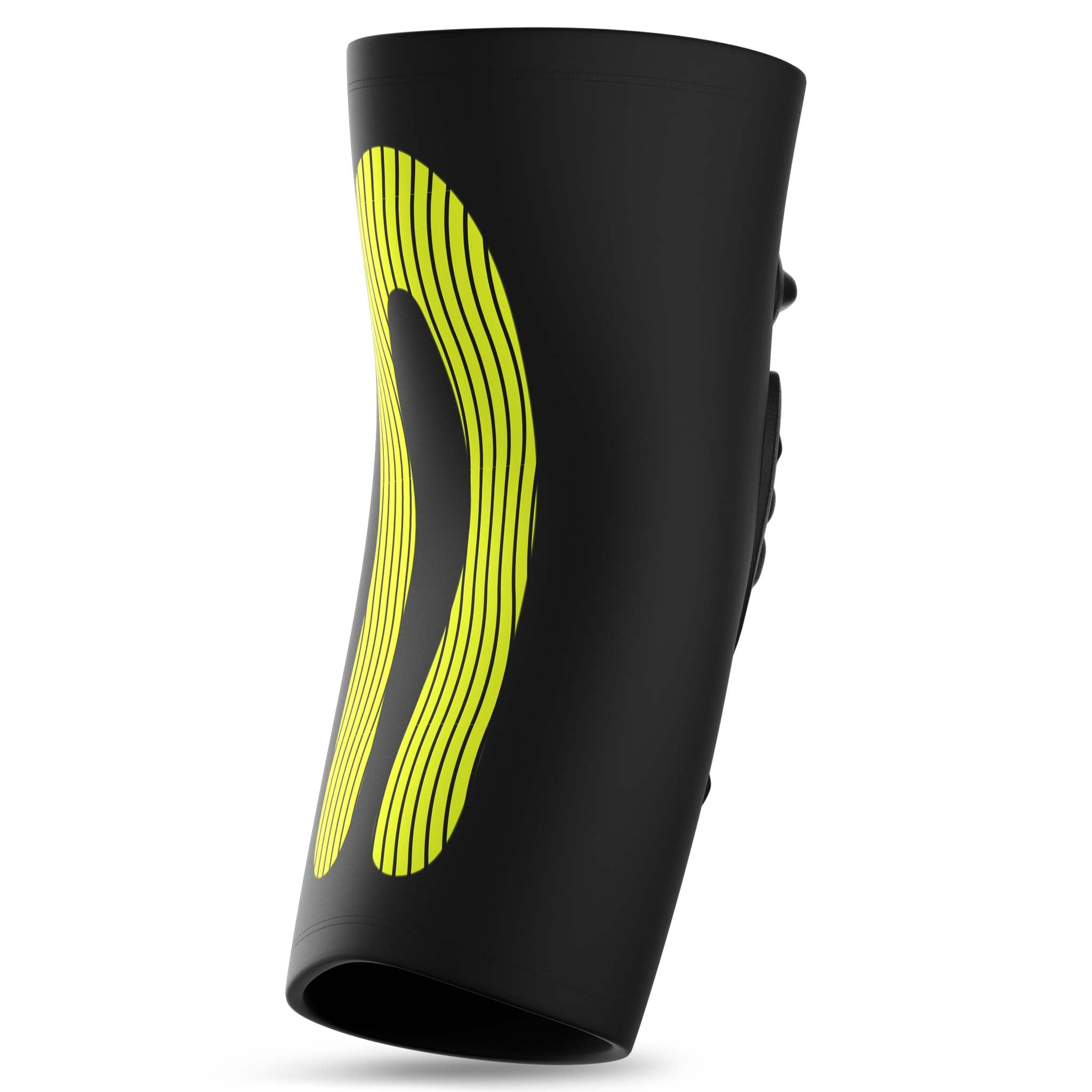 Black Compression elbow support 6650 sports support with yellow lines, back page view