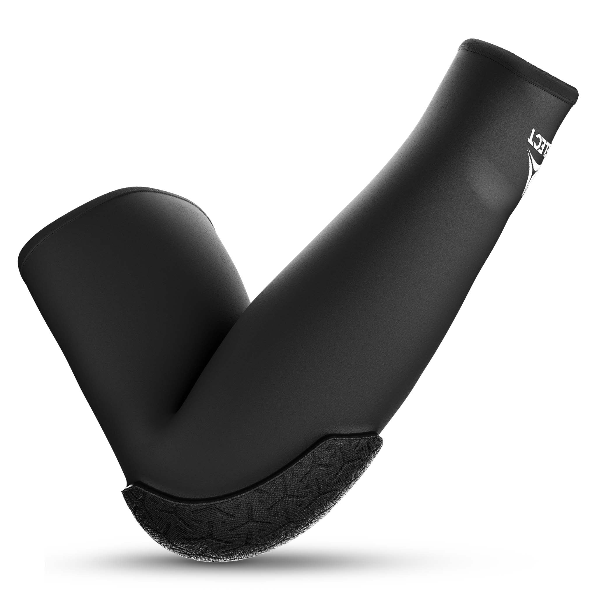 Black Compression elbow support long 6652, sports support, back page with textured padding.