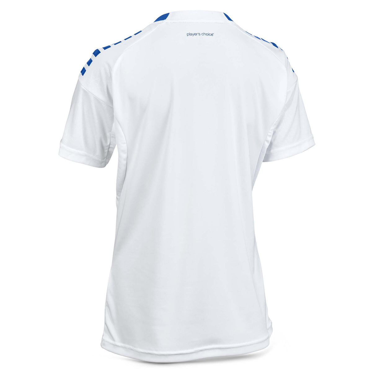 Back page of white and blue Player shirt S/S Spain woman v25, Match & Training wear football
