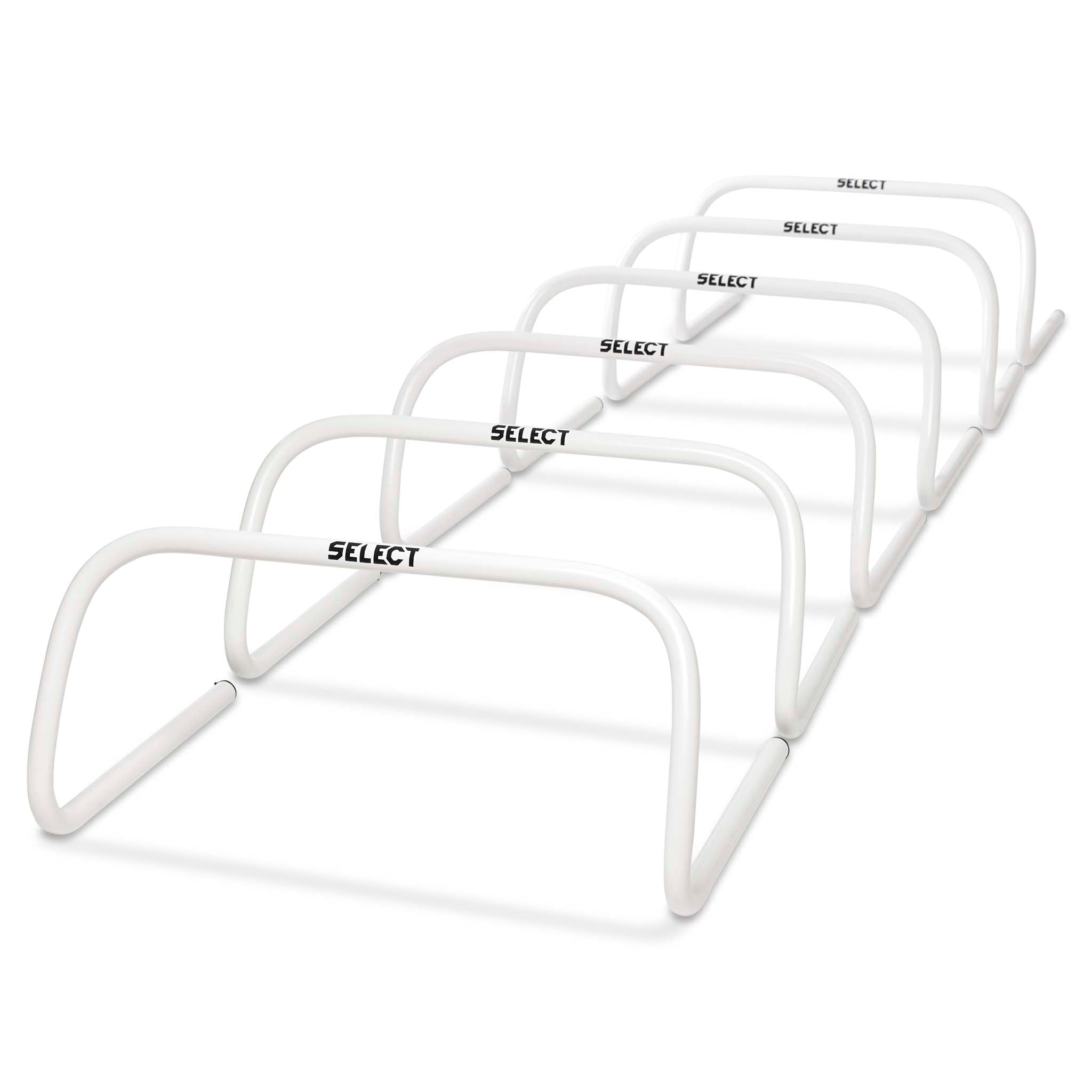Front page view of white Training hurdle training equipment, 6-pack, for football.