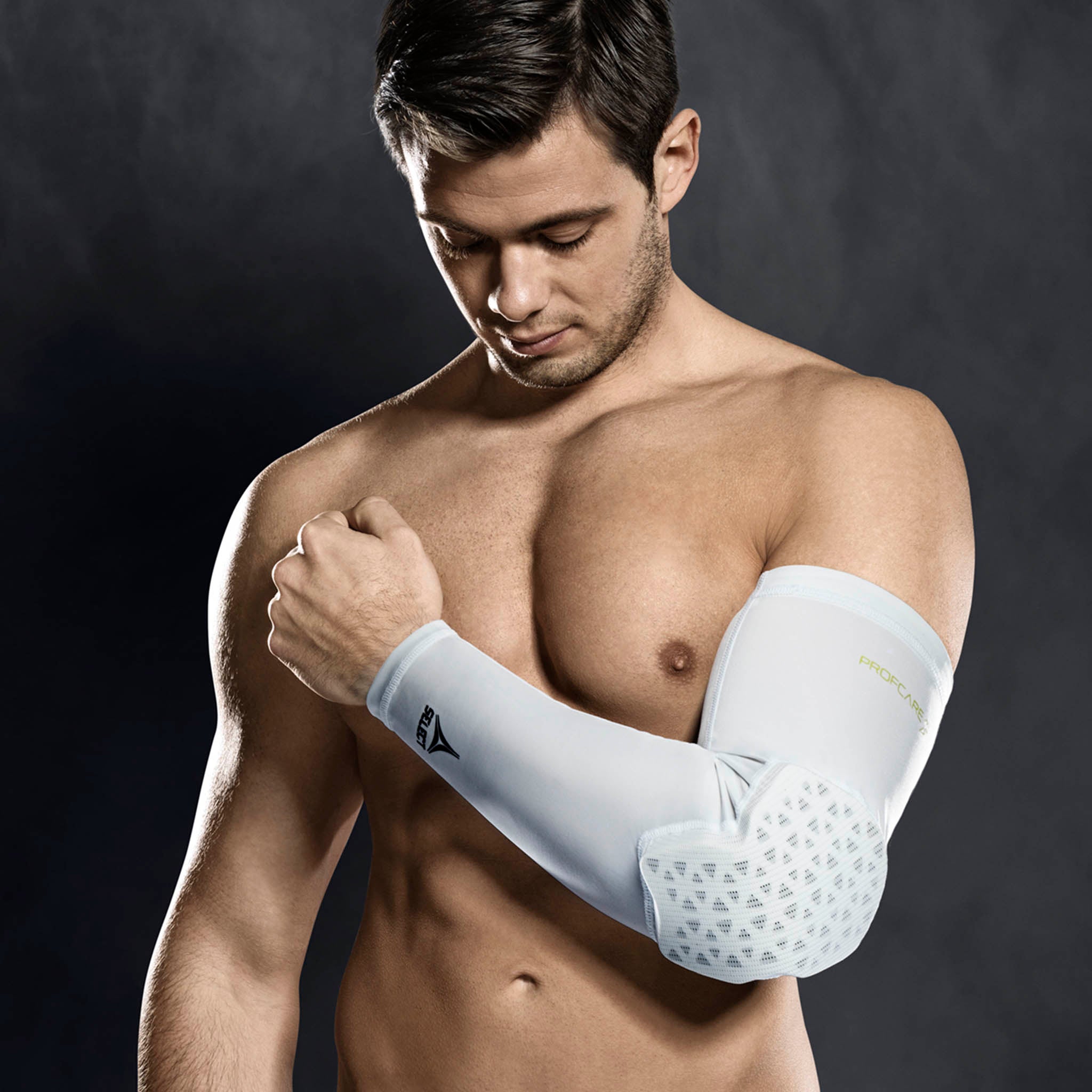 Elbow support with compression - Long #colour_white